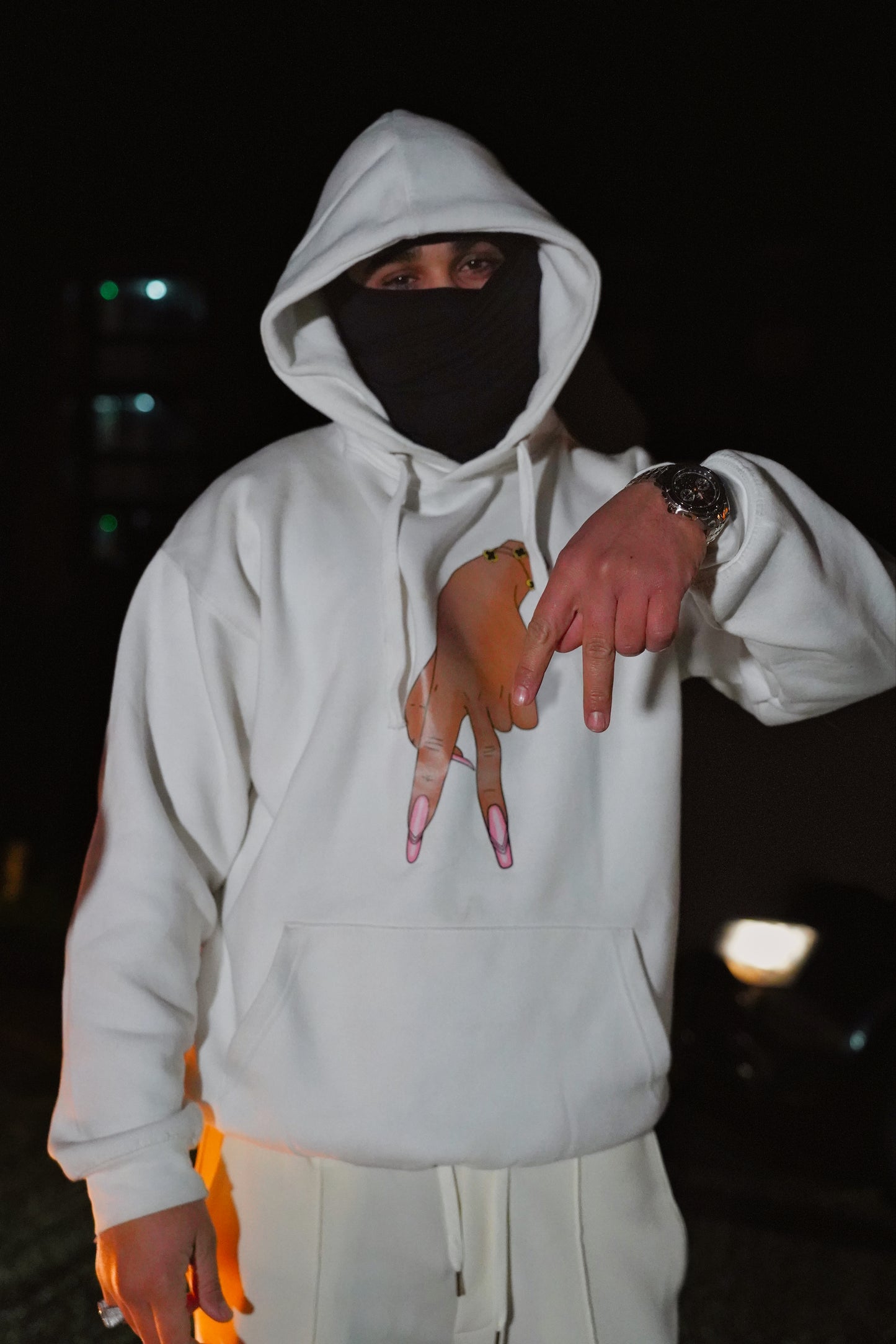 A-Way White Hoodie With Front Print