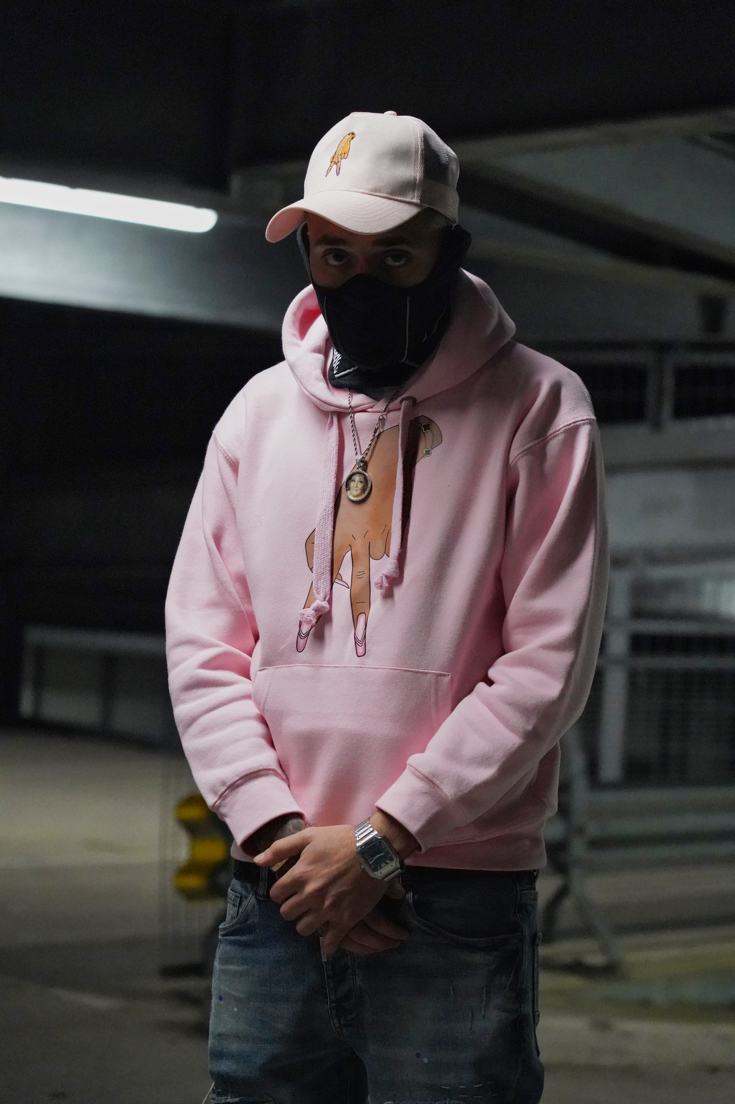 A-Way Baby Pink Hoodie With Front Print